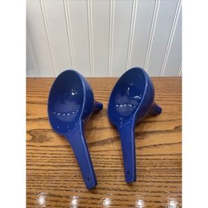 Vintage Tupperware Funnel Large Hershey Kiss Shape Set of 2 Blue 1227